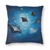 Manta Rays Square Pillowcase Polyester Linen Velvet Pattern Zip Decor Pillow Case Home Cushion Cover