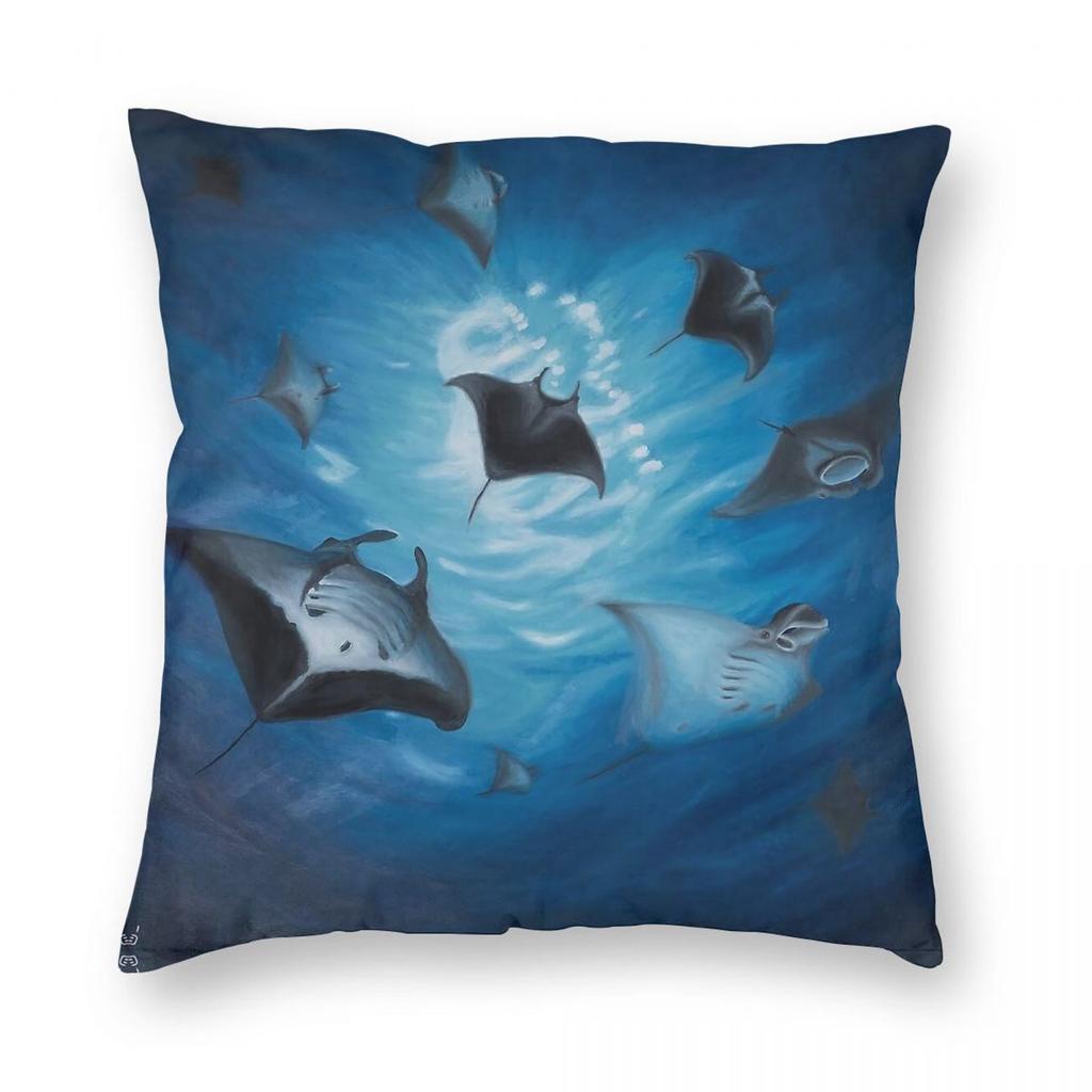 Manta Rays Square Pillowcase Polyester Linen Velvet Pattern Zip Decor Pillow Case Home Cushion Cover