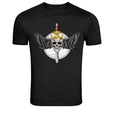 Winged Skull Crown Sword Dark Fantasy Graphic T-Shirt