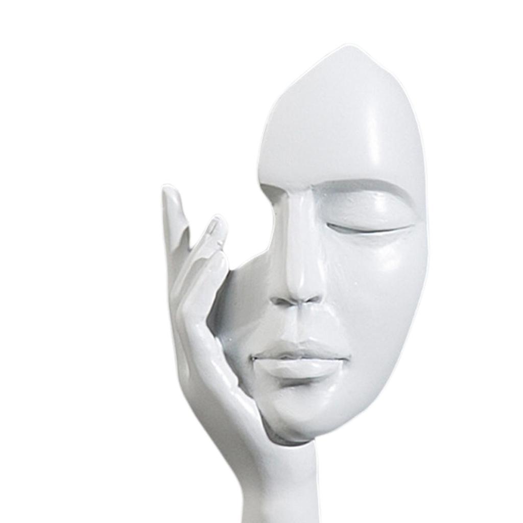 Modern Simple Creative Women Face Art Statue Abstract Character Resin Ornament for Office Study Room Living Room Bedroom Decor