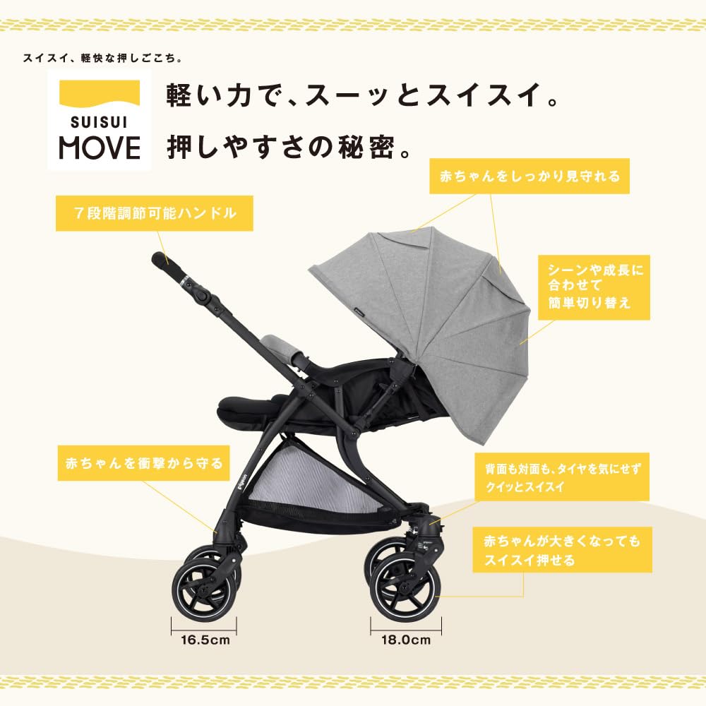 Pigeon Runfee UP Double-Facing A-Type Stroller, Gray
