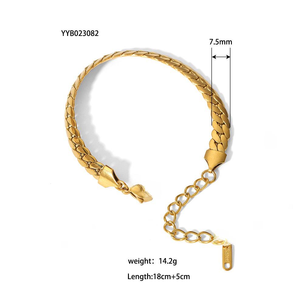 „18-karatowa złota dwuwarstwowa bransoleta typu „kubański” i płaski łańcuszek typu „wężowy” ze stali tytanowej dla kobiet”