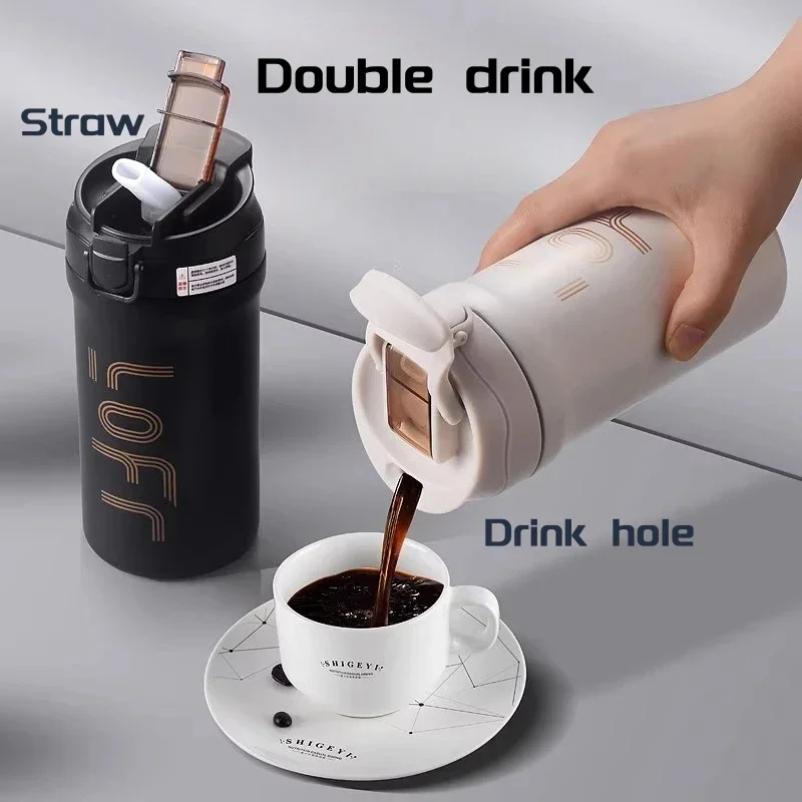 600ml/21OZ Thermobecher für Kaffee mit Strohhalm Doppelwandig isoliert Sublimations-Tumbler Auslaufsichere Wasserthermoskanne Tragbarer Kaffeebecher
