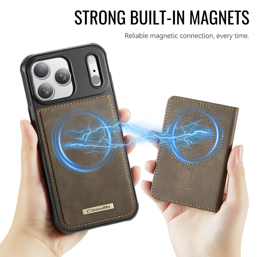 For iPhone 17 Pro Max Magnetic Case CASEME ME80 Series Leather PC TPU Phone Cover with Detachable Wallet