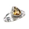Natural Citrine Gemstone 925 Solid Sterling Silver Jewelry Ring Size 7.5 v7C88