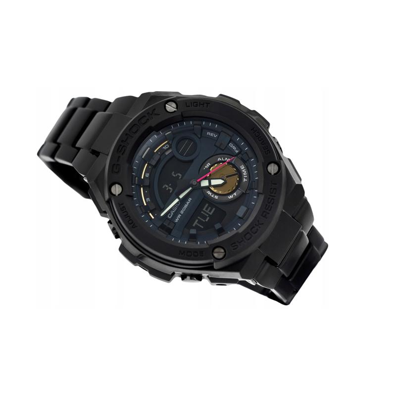 Casio G-STEEL Series-Disc Dual Display Sports Waterproof and Shockproof LED Lighting Quartz Movement Resin Strap Japanese and Korean GST-200RBG-1ER
