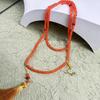 Fresh Ancient-Style Peace Buckle Necklace,New Tassel Beaded Long Crossbody Chain,Retro Jewelry For Women, Daily Accessory