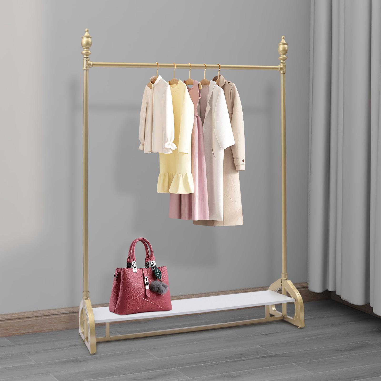

Modern Clothes Rack Freestanding, Gold Garment Rack with Wheels, Heavyweight Display Rack for Retail Store Boutique Bedroom Dorm золотой