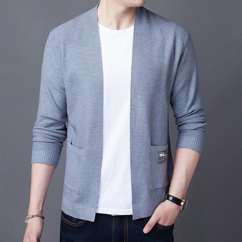 Men S Thin Knit Cardigan Loose Solid Color Casual Spring Autumn M