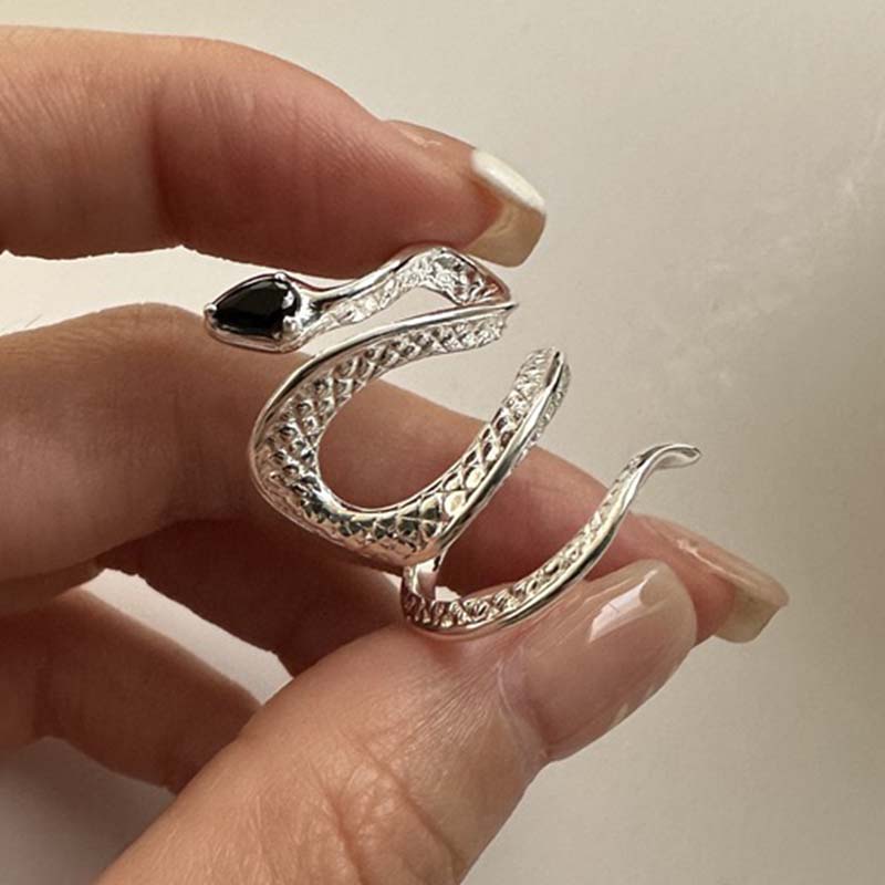

925 Sterling Silver Rings for Women Couple Minimalist Handmade Sparckling Snake Ring Fine Jewelry Gift Prevent Allergy resizable