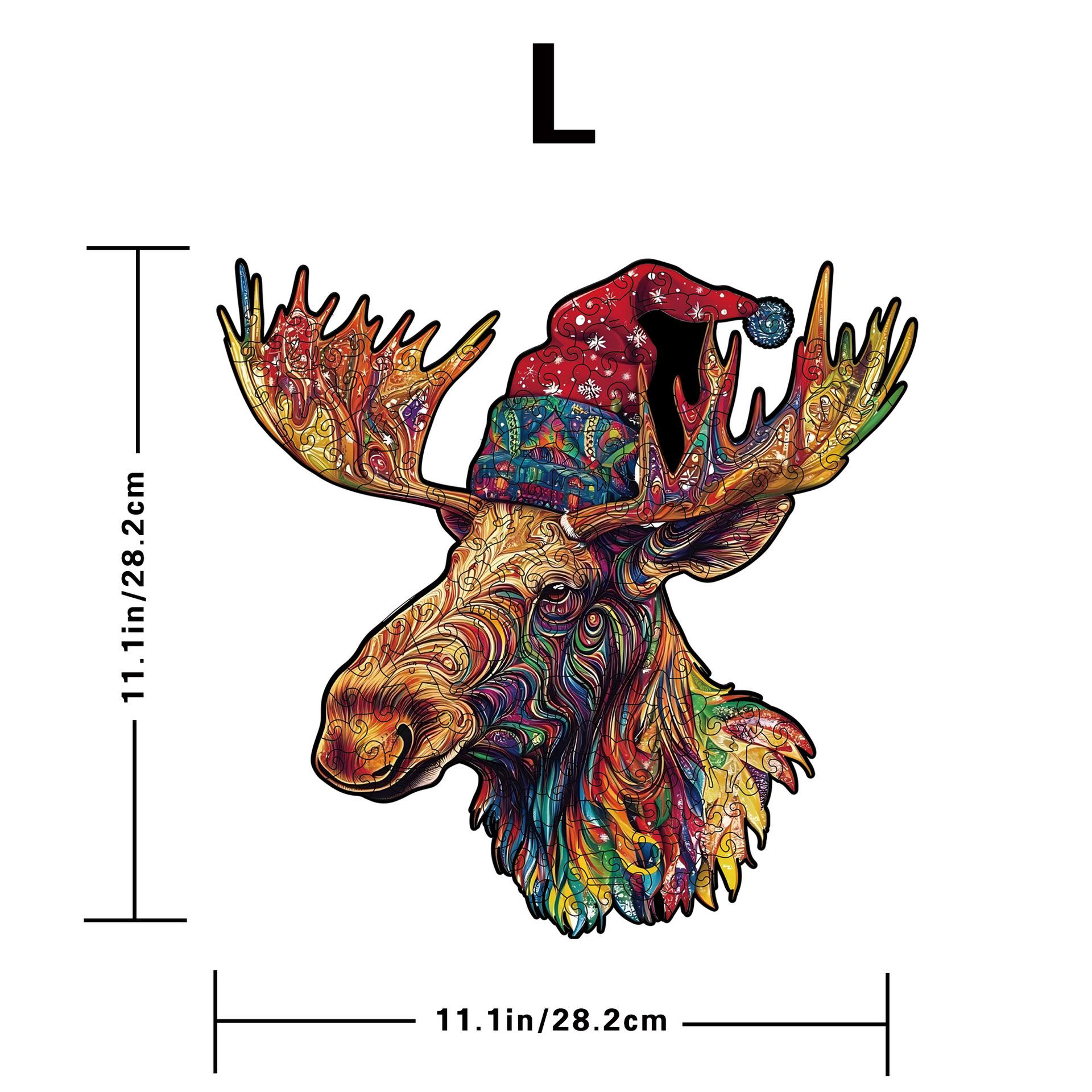 

Wooden Reindeer Jigsaw Puzzle Toy: Irregular-Shape Puzzle and Piggy Bank Gift