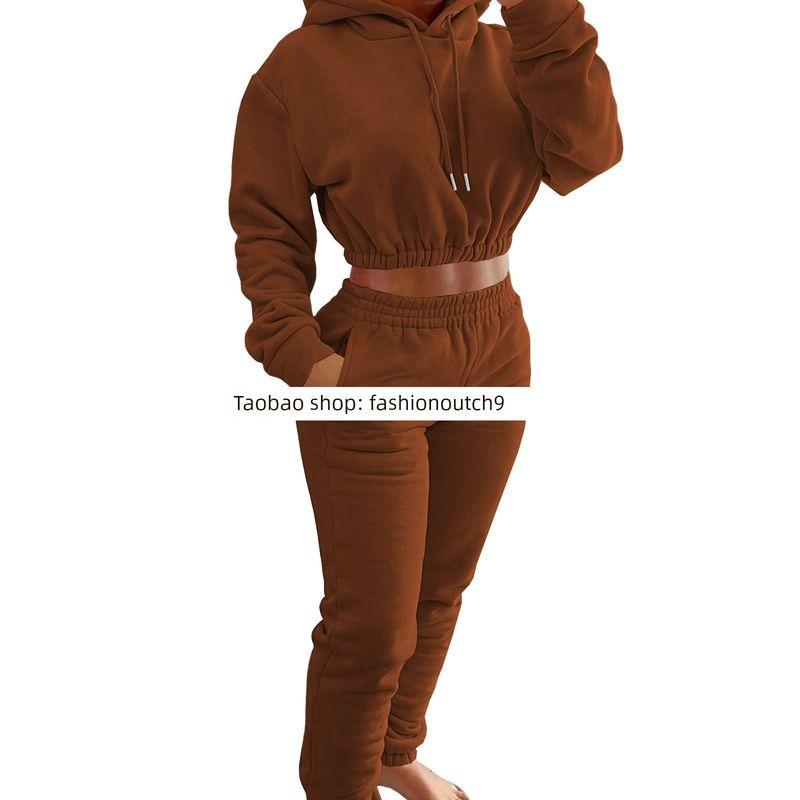 

2025 Плюшевый Спортивный Досуговый Комплект Костюм-двойка Повседневный Костюм Brown XL