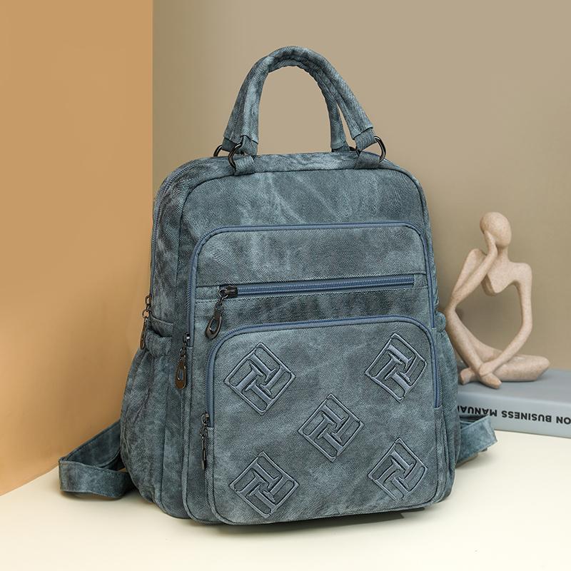 Vintage Leather Backpack for Women Casual Daypack Travel Shoulder Bag with Multi Pockets