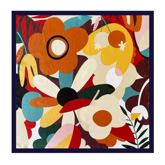yangyizhi Large Square Headscarf, Simulated Silk Satin Fabric Scarf, Vibrant Floral Print Neck Multi-Purpose Turban Scarf Shawl Hair Tie