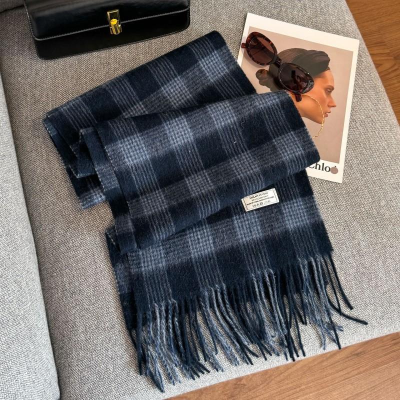 100% Wool Knitted Scarf Unisex Winter Warm Accessory Classic Plaid Long Neck Wrap Men Women