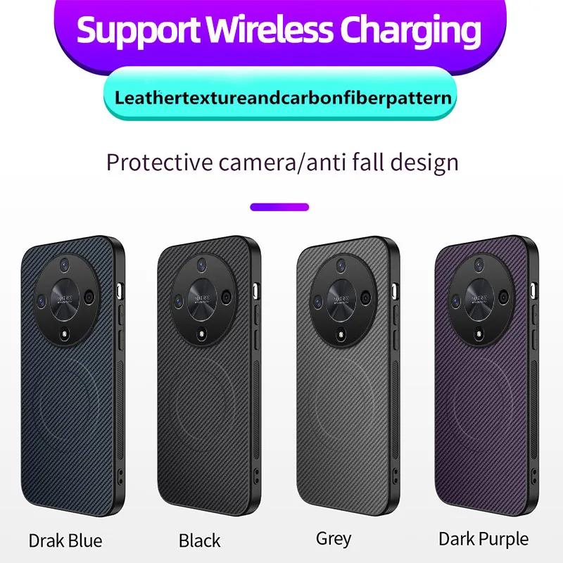 Anti-Drop Carbon Fiber Silicone Soft Phone Case For Honor X9C Smart X9b X7c X8C X7B Magnetic Wireless Charging Back Cover Cases