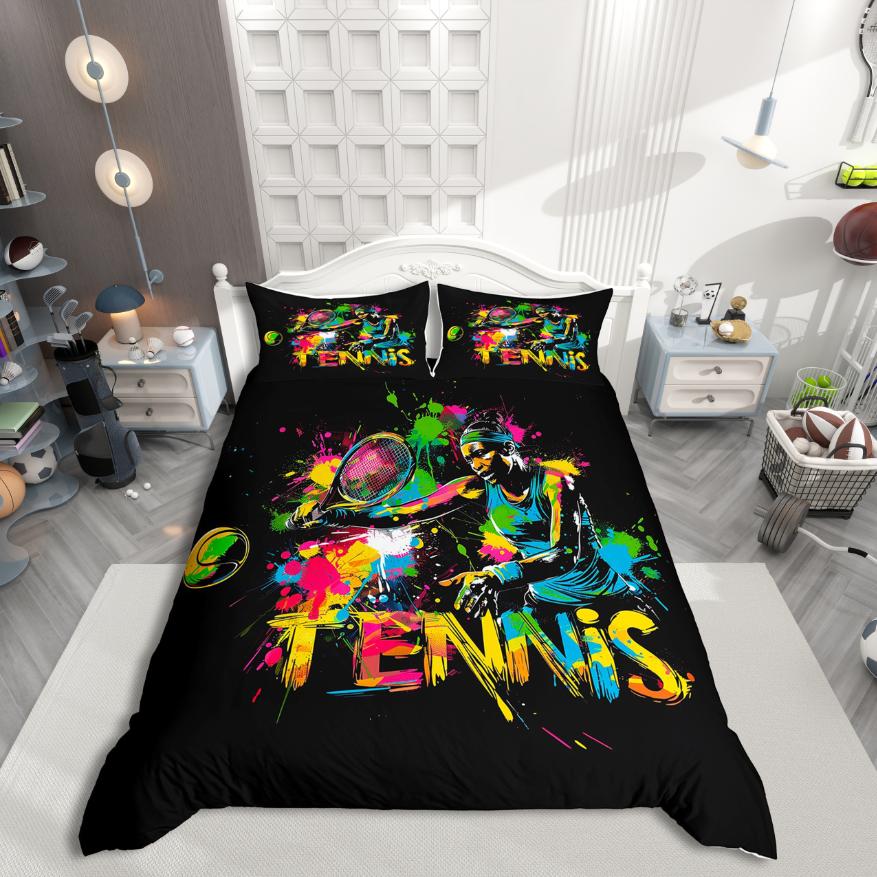 

Homewish Kids Handball Duvet Cover Set,Teens Sports Bedding Set,Watercolor Splashing Ink Bed Set For Boys DE XS 100x135cm 2pcs&set