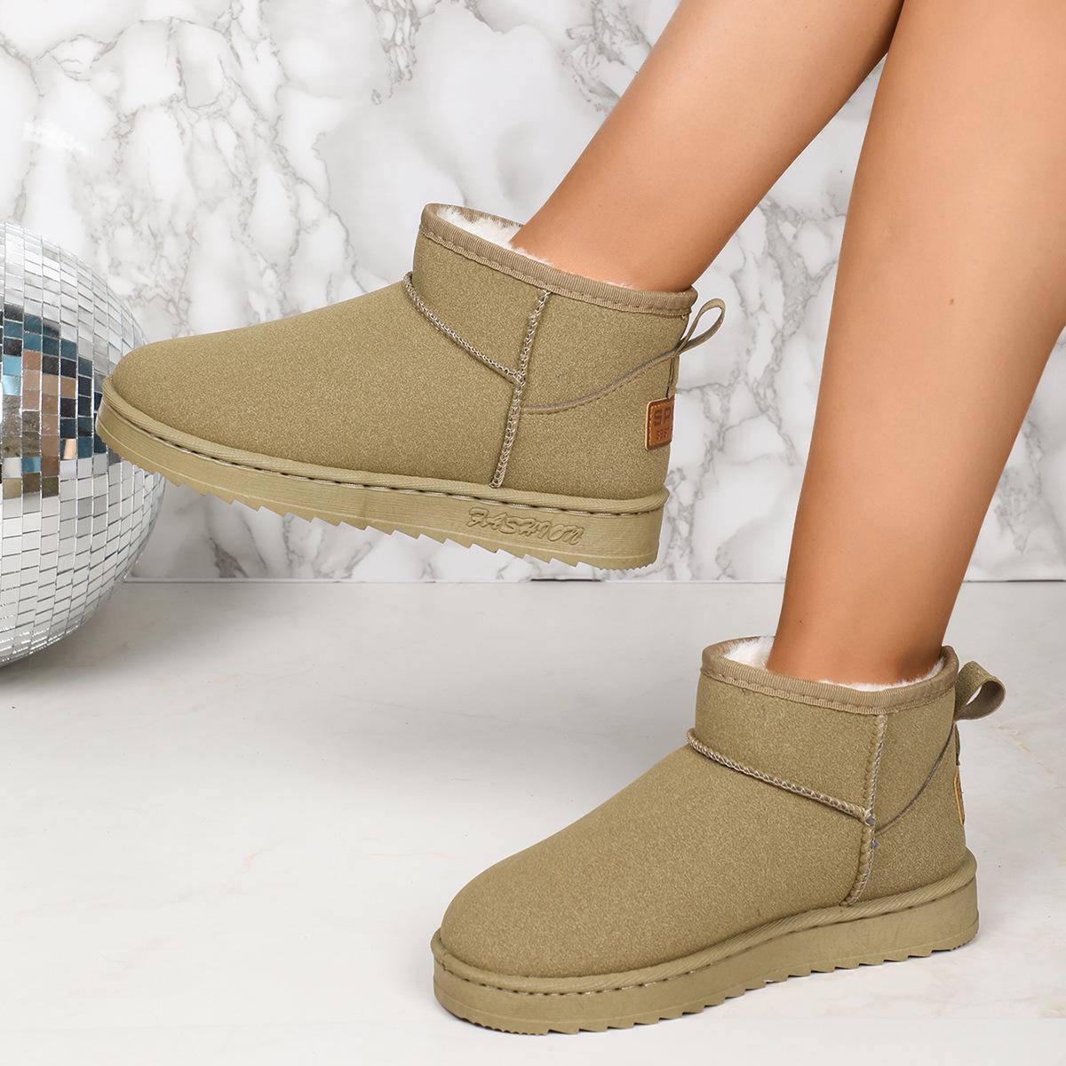 Женские зимние ботинки больших размеров с бархатной подкладкой 2024 года теплые и универсальные в европейскомамериканском стиле 39 хаки 1754₽