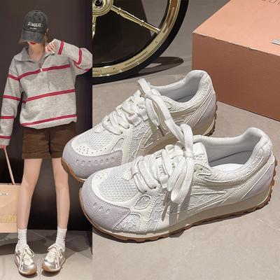 Fashion 2024Luxurious Microfiber Leather Lace Stitching Breathable Women's Loafers Lace-up Sports Shoes Casual Running  Vulcanized Shoes