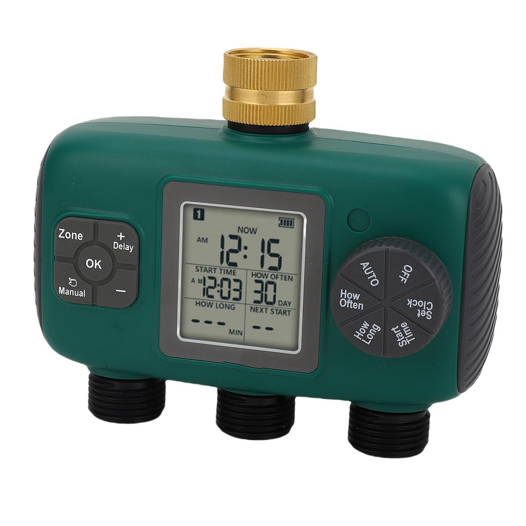 Temporizator Aspersor cu 3 Ieșiri Port din Alamă Rezistent la Apă Afișaj LCD Temporizator Udare Controler Irigare