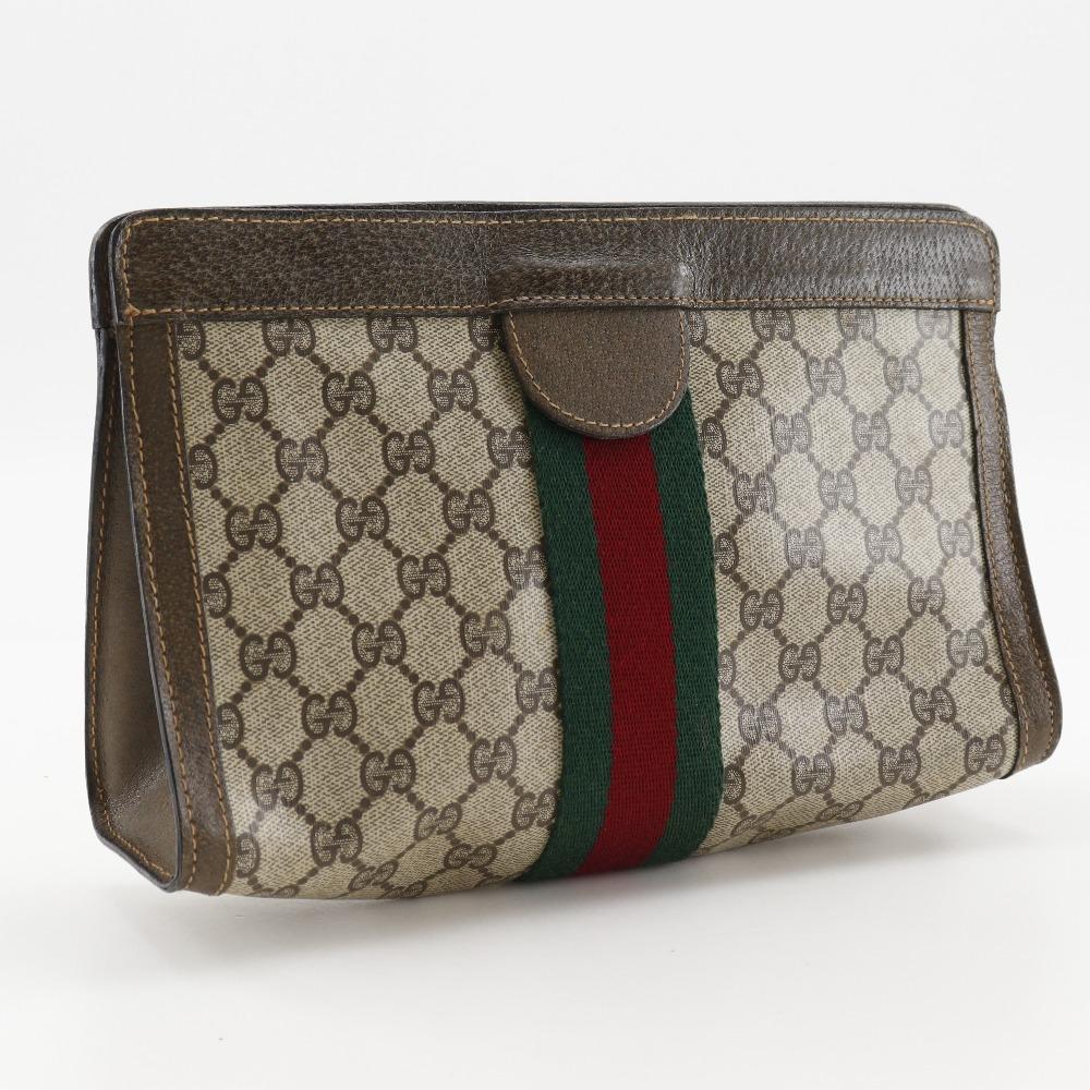 GUCCI Sherry line Clutch bag Pouch Gucci Parfum Novelty Brown GG plus/leather unisex Used