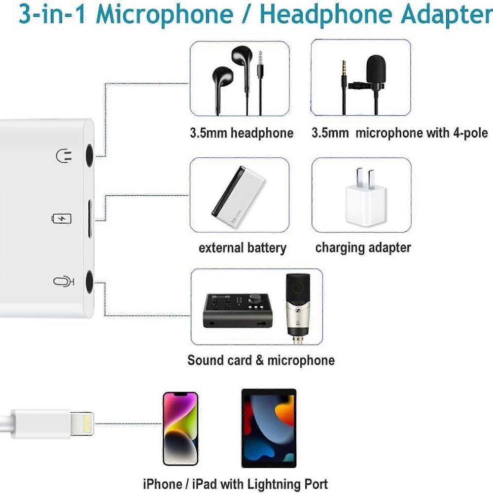 2025 Latest Model  Microphone & 3.5mm Headphone Adapter for iPhone Microphone Adapter for