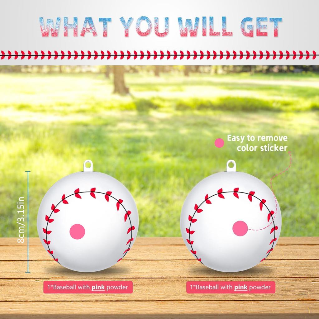 Gender Reveal Baseball Set, PINK & BLUE Powder Kit For Complete Surprise On Baby Boy Girl Gender Reveal Party