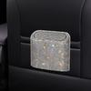 Sparkly Car Trash Car,Hanging Garbage Can with Lid Bling Rhinestone Trash Bin,Litter Container for Vehicle,Office,Home (White)