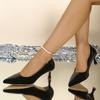 New Style High-heeled Pointed-toe Slim Heel Low-cut Versatile One-piece Slip-on Shoes