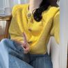 Age-reducing Goose Yellow Cashmere Small Soft Waxy Loose Knitted Cardigan Women Wear In Spring and Autumn with a Lazy Wind Sweater Jacket