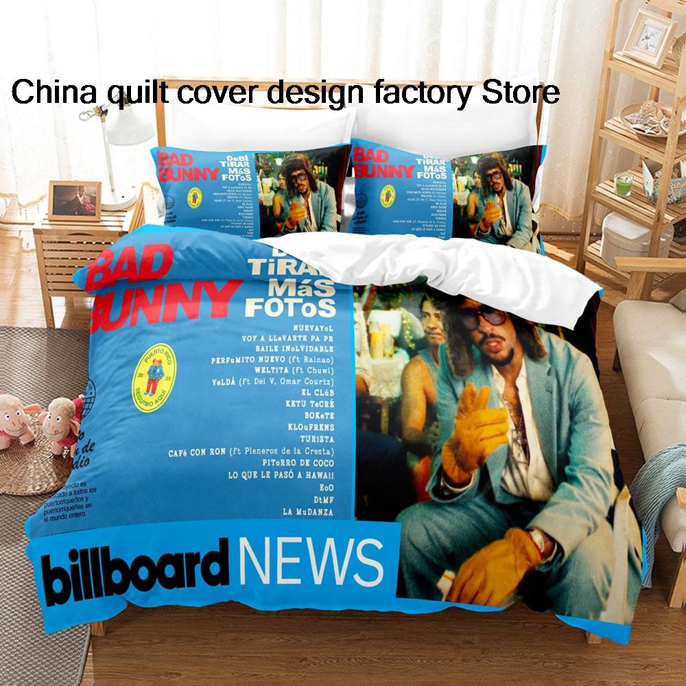 Hot Bad Buny Debi Tirar Mas Fotos Beding Set Single Twin Ful Quen King-Sized Dimensionsd Dimensions Bed Linen Set Adult People Kid Bedrom Duvetcover