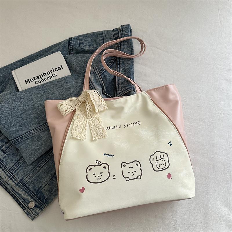 

Женская сумка 2025 новая повседневная простая сумка-подмышка большой вместимости с контрастной цветной вставкой, элегантная модная плечевая сумка-тоут