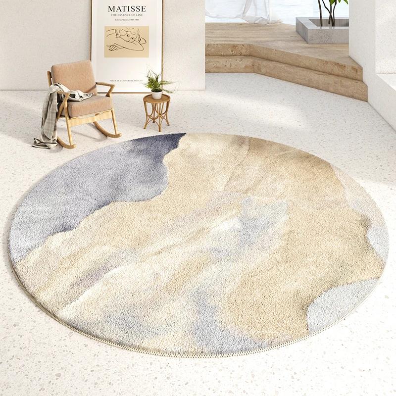 Nordic Abstraction Round Plush Rugs for Bedroom Decor Carpet for Living Room Soft Area Rug Home Thicken Carpet Fluffy Floor Mats