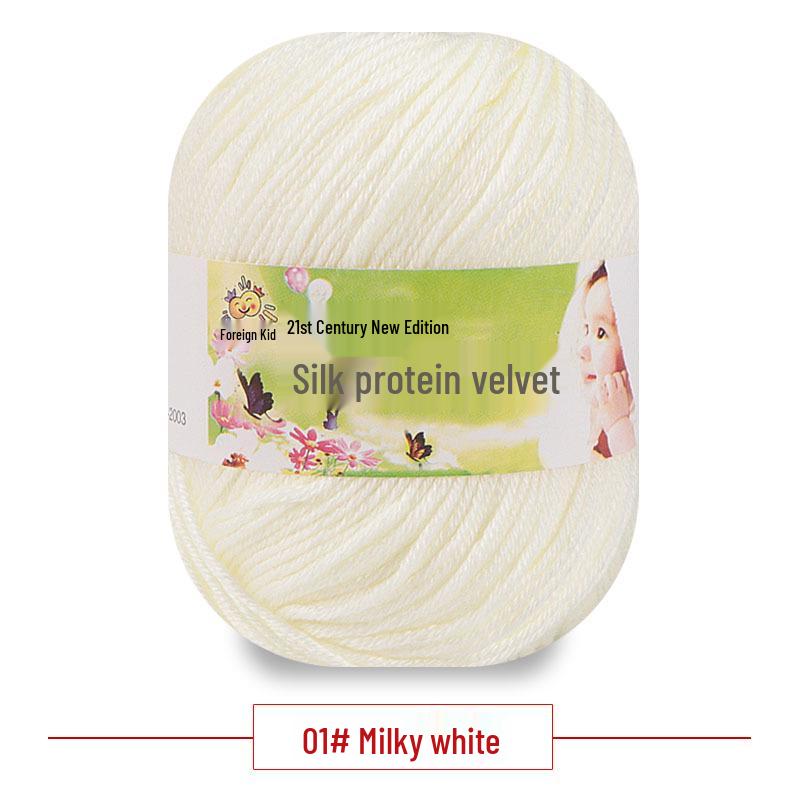 Silk Protein Baby Milk Cotton Yarn for Infant Sweaters, Hats, Shoes, Doll Crochet, and DIY Knitting Projects
