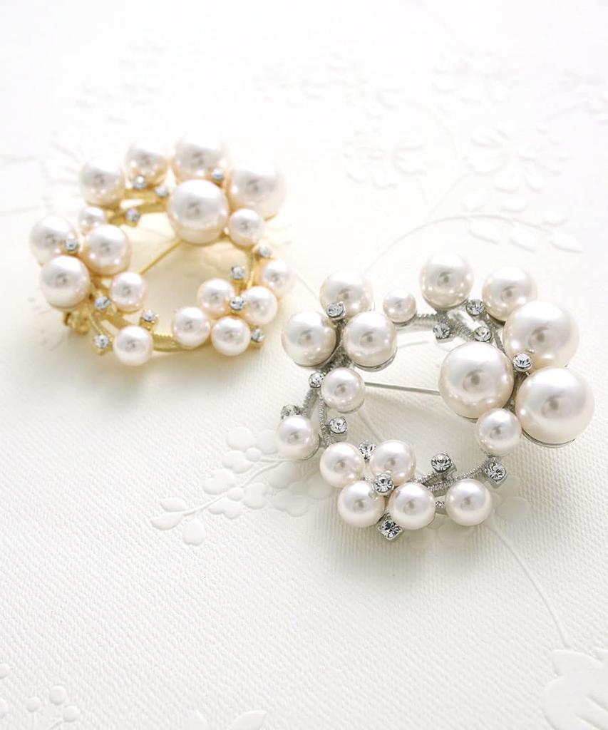 Okrągła broszka z perłami [VINGTAINE] S, Elegancka, Imprezowa, Stylowa, Prezent, BR-128-S-