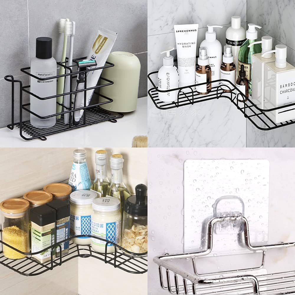 4 Pack Shower Caddy Adhesive Sticker Hook Mount for Shower Caddy Basket Bathroom Shelf Soap Dish Holder Kitchen Sink Caddy Replacement Adhesive Hooks