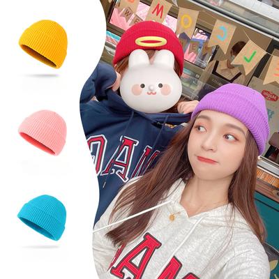 Knitted Hat for Women, Winter Outdoor Warm Melon Cap, Woolen Hat, Thick Solid Color, Versatile Couple Pullover Hat