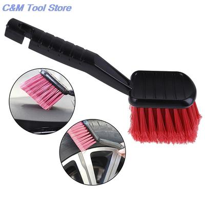 1pc Car Wheel Brush Tire Cleaner with Red Bristle + Black Handle Washing Tools for Auto Detailing Motorcycle Cleaning