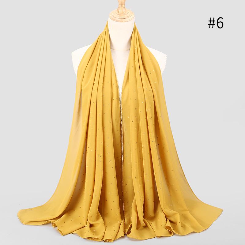 Lain Pearl Bubble Chiffon Diamond Rhinestone Shawl Scarf High Quality Shimmer Beads Headband Wrap Foulard Muslim Hijab Sjaal