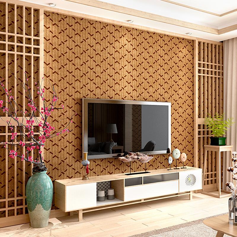 Revestimiento de Pared Simulado Tejido de Paja Tejido de Bambú Revestimiento de Pared Clásico Chino Zen Decoración del Hogar Esterilla de Paja Pincel Pegamento Papel de Pared de PVC