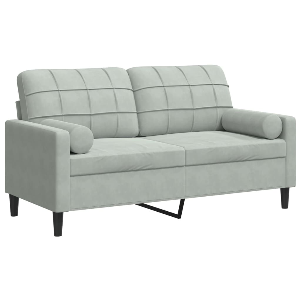Vidaxl 2-Osobowa Sofa Z Poduszkami, Jasnoszara, 140 Cm, Aksamit