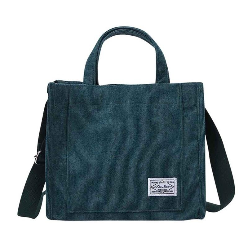 Women Corduroy Zipper Shoulder Bag Small Cotton Canvas Handbag Casual Tote Crossbody Bag Vintage Messenger Bags