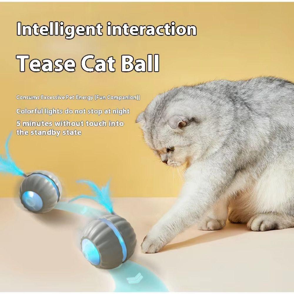 Soft Light Automatic Rolling Ball 2 Tails Smart Cat Teasing Balls  Interactive Play