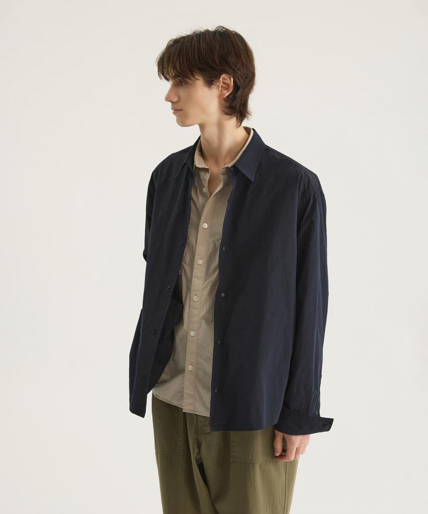 Oatmeal Cafe [Unisex] Np Washed Shirt Jacket - Navy