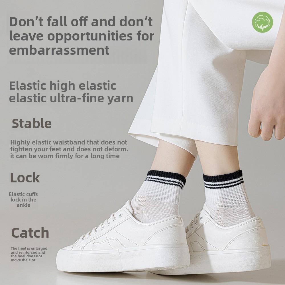 5 Pairs of Women's Breathable Antibacterial Mesh Sweat Absorbing Sportswear and Casual Mid Calf Socks