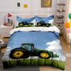 Large Green Tractor In Field Bedding Set For Kids Luxury Gift 3Pcs Digital Print Comforter Set Soft Comfortable Breathable