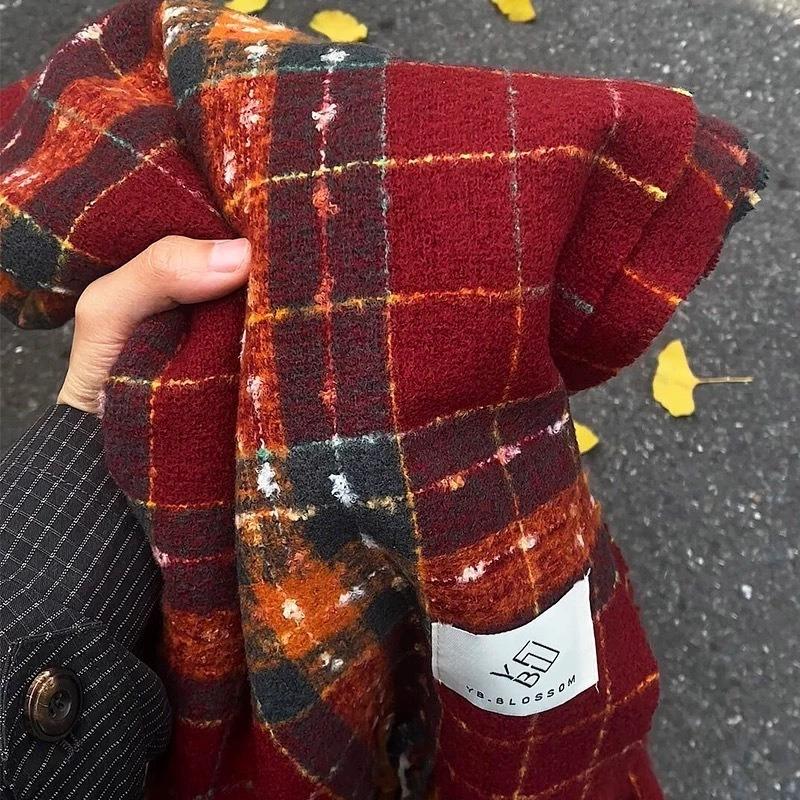 Christmas plaid new scarf women's winter wool senior sense student couple thickened warm shawl scarf