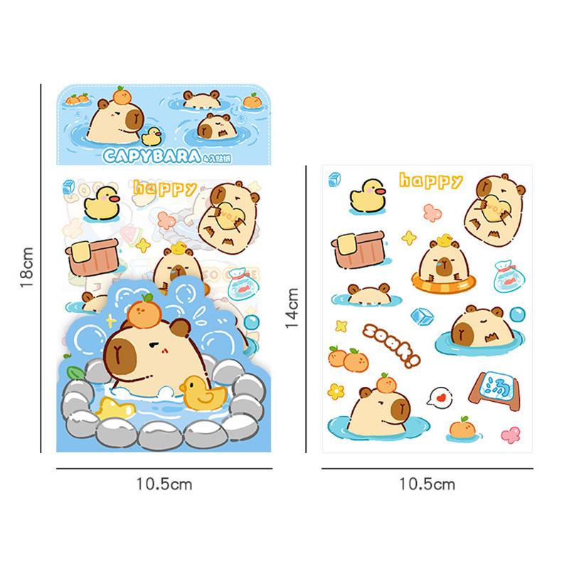 4Sheets Kawaii Cute Capybara Frosted Stickers Cartoon Diary Decoration Scrapbooking Journal Stickers Aesthetic Stationery School