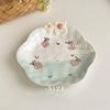 Hand-Painted Ceramic Plates Cute Floral Rainbow Relief Dish Set Household Kitchen Dining Tableware Breakfast Salad Pasta Plates