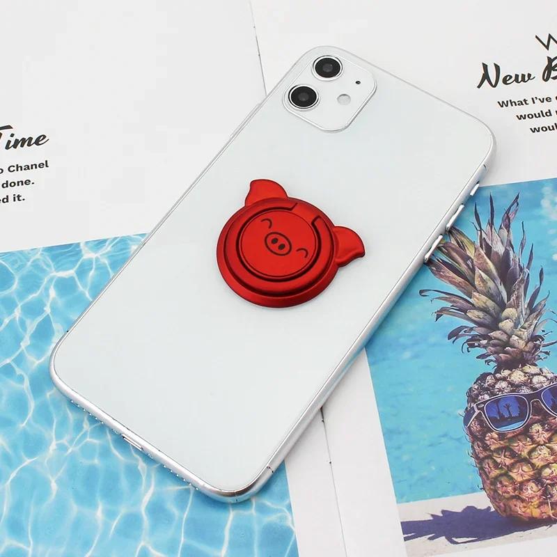 

Cute Cartoon Pig Universal Mobile Phone Holder Round Finger Ring Holder Mount Phone Stand for IPhone 15 Samsung Huawei Xiaomi червоний
